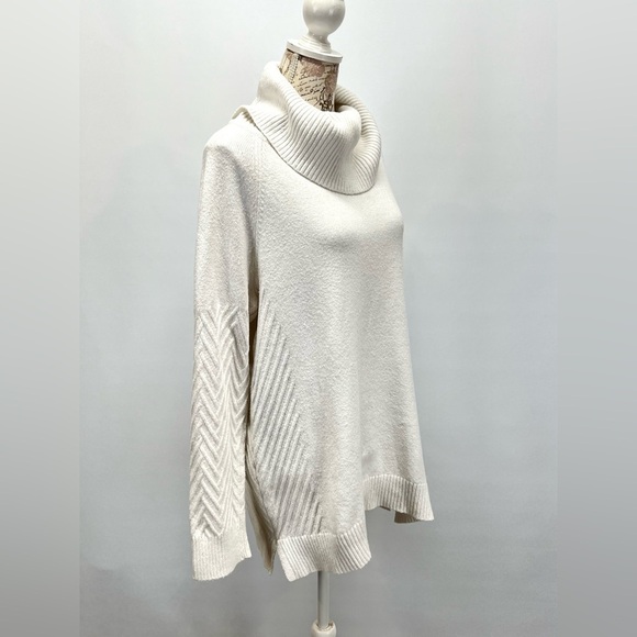 CALVIN KLEIN‎ Ivory ribbed sleeve cowl neck sweater size XL - Picture 9 of 15